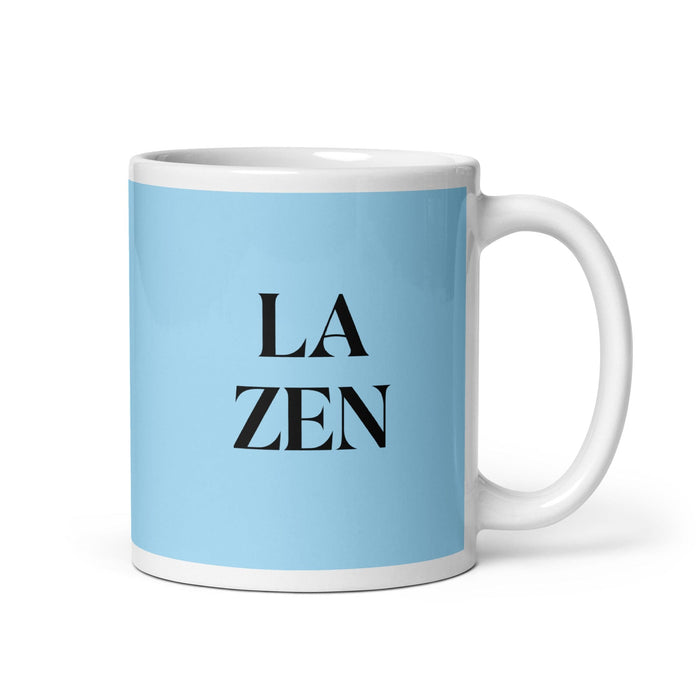 La Zen The Zen Practitioner - Taza de café divertida para el trabajo en casa o en la oficina, regalo de orgullo mexicano español, taza blanca brillante, taza con tarjeta azul cielo