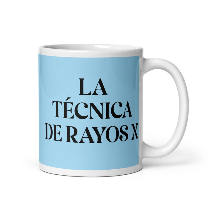 La Técnica De Rayos X Il tecnico di raggi X Divertente casa ufficio lavoro tazza da caffè orgoglio spagnolo messicano regalo tazza bianca lucida tazza di carta blu cielo