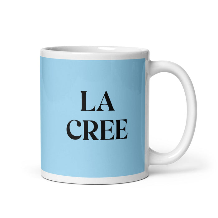 La Cree The Cree Lustige Kaffeetasse für Zuhause, Büro, Arbeit, mexikanisches spanisches Pride-Geschenk, weiße glänzende Tasse, himmelblaue Kartentasse