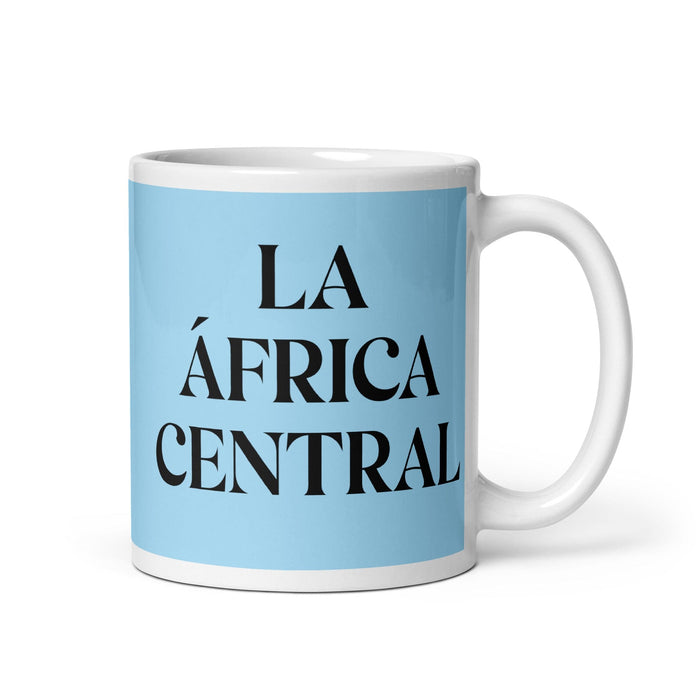 La África Central La tasse à café amusante pour le bureau à domicile et le travail en Afrique centrale Cadeau de fierté mexicaine espagnole Tasse blanche brillante Carte bleu ciel