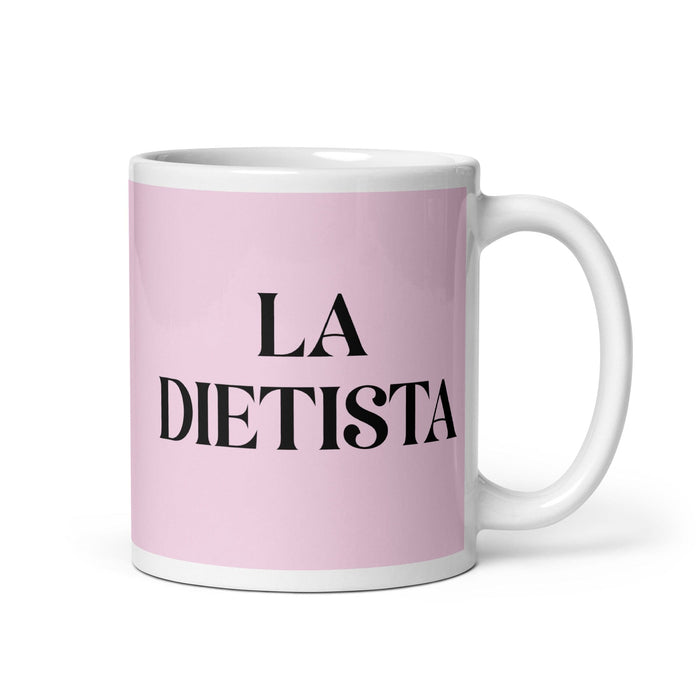 La Dietista La Dietista Divertida Taza de Café para el Trabajo en la Oficina en Casa Regalo de Orgullo Español Mexicano Taza Blanca Brillante Taza de Tarjeta Rosa Claro