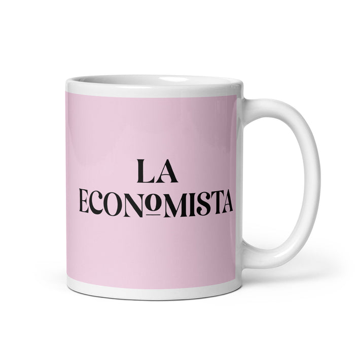 La Economista The Economist Funny Home Office Work Coffee Mug Mexican Spanish Pride Gift White Glossy Cup Light Pink Card Mug