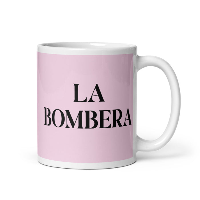 La Bombera The Firefighter Funny Home Office Work Coffee Mug Mexican Spanish Pride Gift White Glossy Cup Light Pink Card Mug