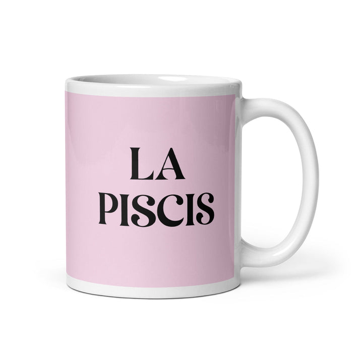 La Piscis The Pisces Funny Home Office Work Coffee Mug Mexican Spanish Pride Gift White Glossy Cup Light Pink Card Mug