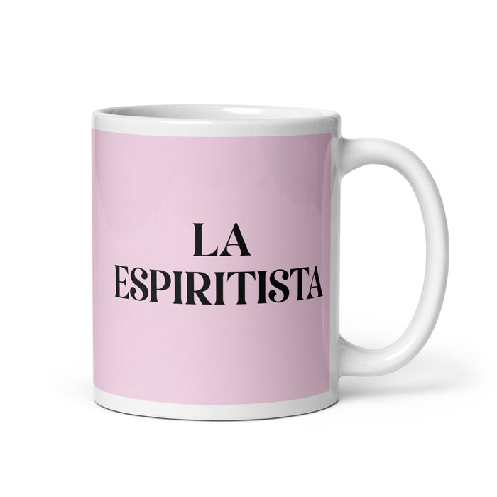 La Espiritista The Spiritist Funny Home Office Work Coffee Mug Mexican Spanish Pride Gift White Glossy Cup Light Pink Card Mug