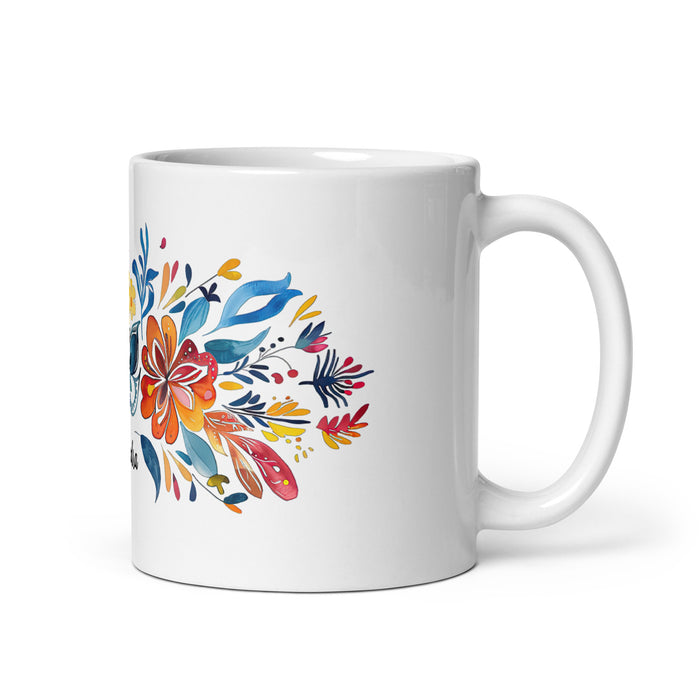 Taza de café exclusiva con nombre de Alejandra, obra de arte para el hogar, la oficina, el trabajo, regalo de orgullo mexicano y español, taza blanca brillante con caligrafía única en su tipo | A9