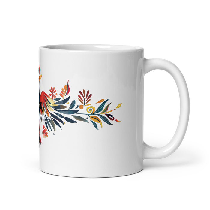 Taza de café exclusiva con nombre de Alejandro, obra de arte para el hogar, la oficina, el trabajo, regalo de orgullo mexicano español, taza blanca brillante con caligrafía única en su tipo | A10