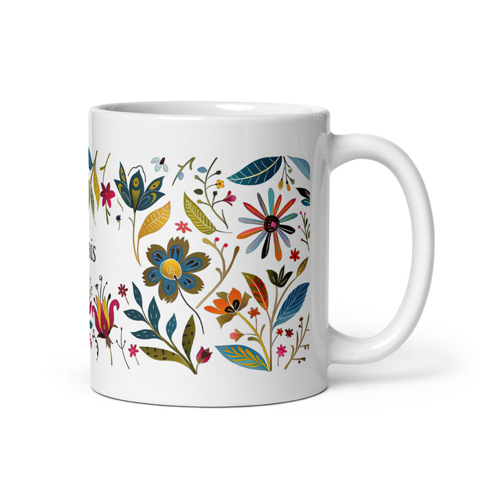 Taza de café exclusiva con nombre de Alexis, obra de arte para el hogar, la oficina, el trabajo, regalo de orgullo mexicano y español, taza blanca brillante con caligrafía única en su tipo | A2