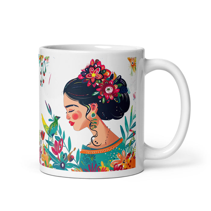 Tasse à café exclusive avec nom Alicia, tasse à café pour le travail à domicile, le bureau, la fierté mexicaine et espagnole, tasse cadeau, calligraphie unique, tasse blanche brillante | A8