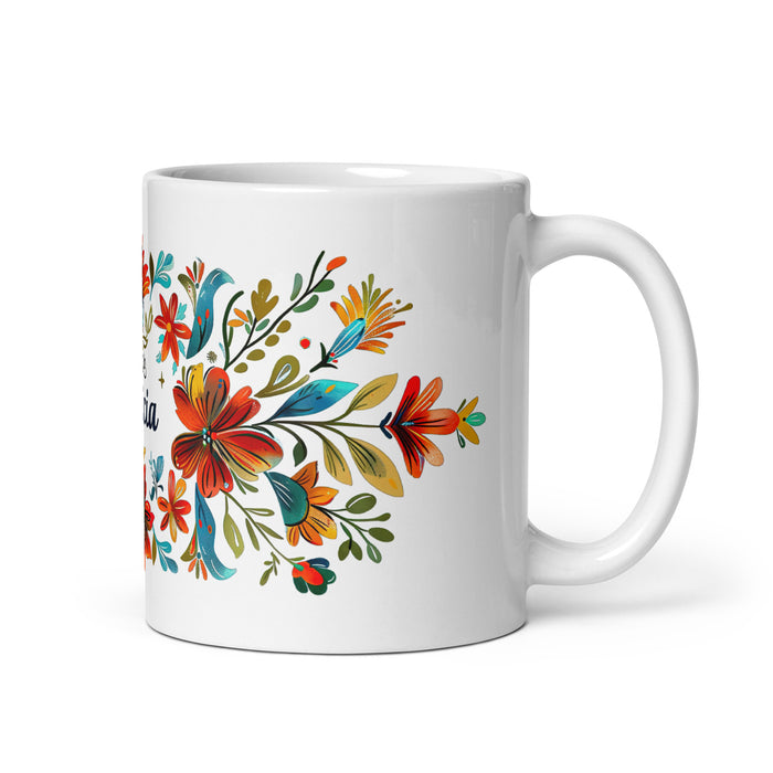 Taza de café exclusiva con nombre de Alicia, para el hogar, la oficina, el trabajo, regalo de orgullo mexicano y español, taza blanca brillante con caligrafía única en su tipo | A12