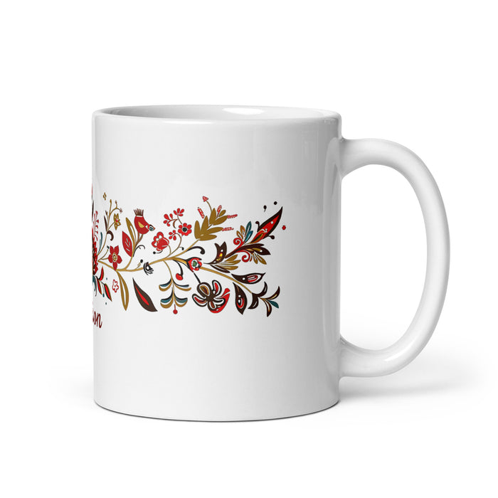 Tasse à café exclusive avec nom d'Alison, tasse à café pour le travail à domicile, tasse cadeau de fierté espagnole mexicaine, tasse blanche brillante avec calligraphie unique en son genre | A7