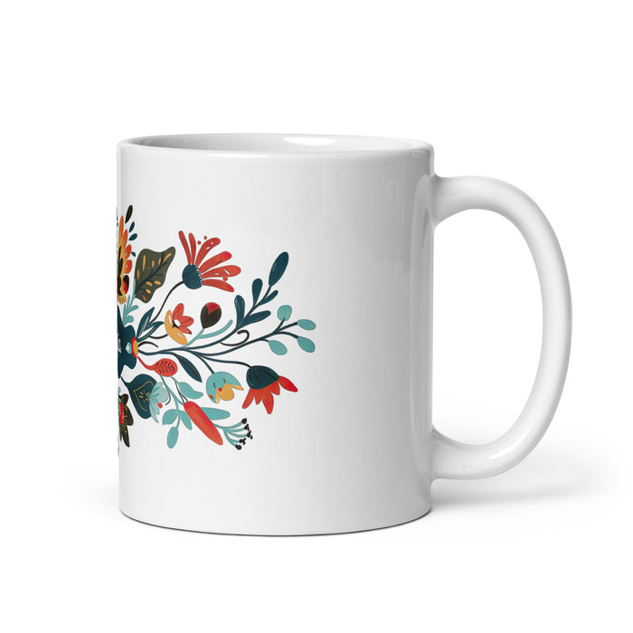 Taza de café exclusiva con nombre de Amalia, obra de arte para el hogar, la oficina, el trabajo, regalo de orgullo mexicano español, taza blanca brillante con caligrafía única en su tipo | A24