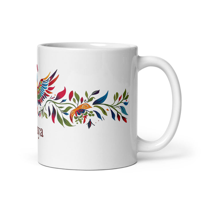 Taza de café exclusiva con nombre de Amaya, obra de arte para el hogar, la oficina, el trabajo, regalo de orgullo mexicano español, taza blanca brillante con caligrafía única en su tipo | A3