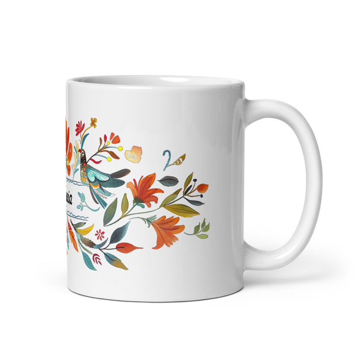 Tasse à café exclusive avec nom Ana Lucía, tasse à café pour le travail à domicile, la fierté espagnole mexicaine, tasse cadeau, calligraphie unique, tasse blanche brillante | A6