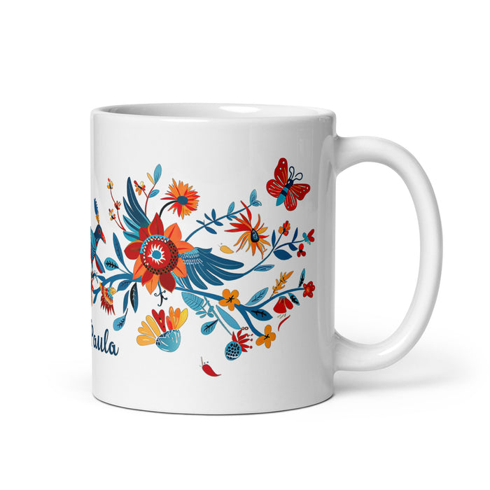 Tasse à café exclusive avec nom Ana Paula, tasse à café pour le travail à domicile, la fierté mexicaine et espagnole, tasse à calligraphie unique, blanche et brillante | A12