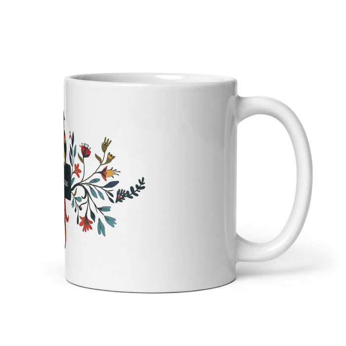 Taza de café exclusiva con nombre de Andrew, obra de arte para el hogar, la oficina, el trabajo, regalo de orgullo mexicano y español, taza blanca brillante con caligrafía única en su tipo | A2