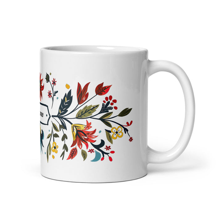 Taza de café exclusiva con nombre de Andrew, obra de arte para el hogar, la oficina, el trabajo, regalo de orgullo mexicano y español, taza blanca brillante con caligrafía única en su tipo | A5