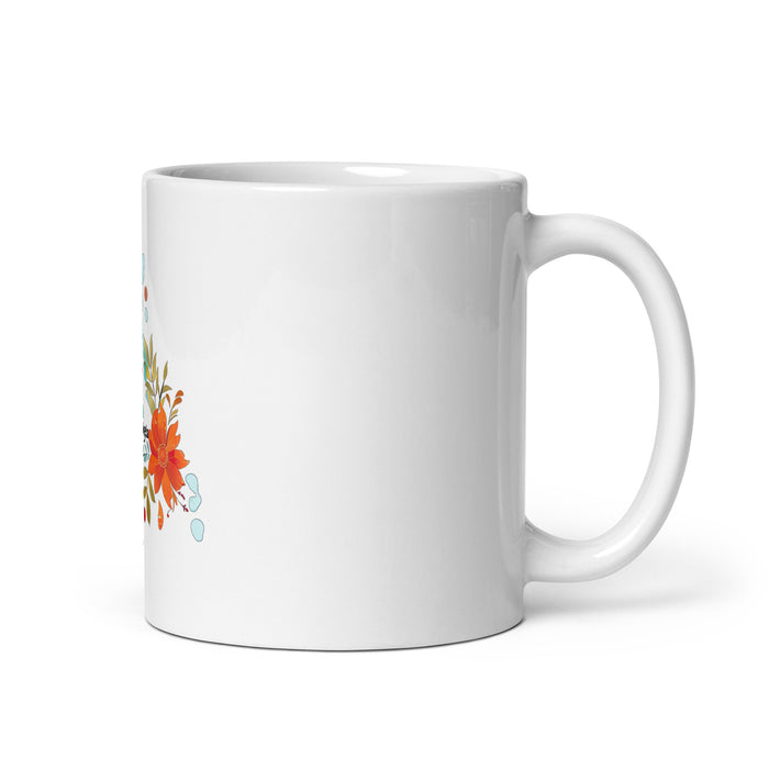 Tasse à café exclusive avec nom d'Ángela, tasse à café pour le travail à domicile, tasse cadeau de fierté espagnole mexicaine, tasse blanche brillante avec calligraphie unique en son genre | Á11