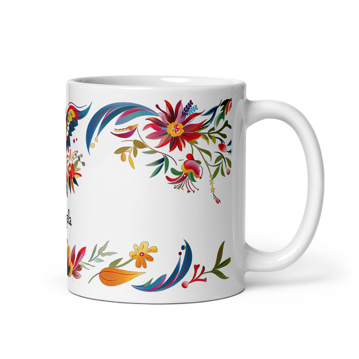 Tasse à café exclusive avec nom d'Ángela, tasse à café pour le travail à domicile, la fierté espagnole mexicaine, tasse cadeau, calligraphie unique, tasse blanche brillante | Á32