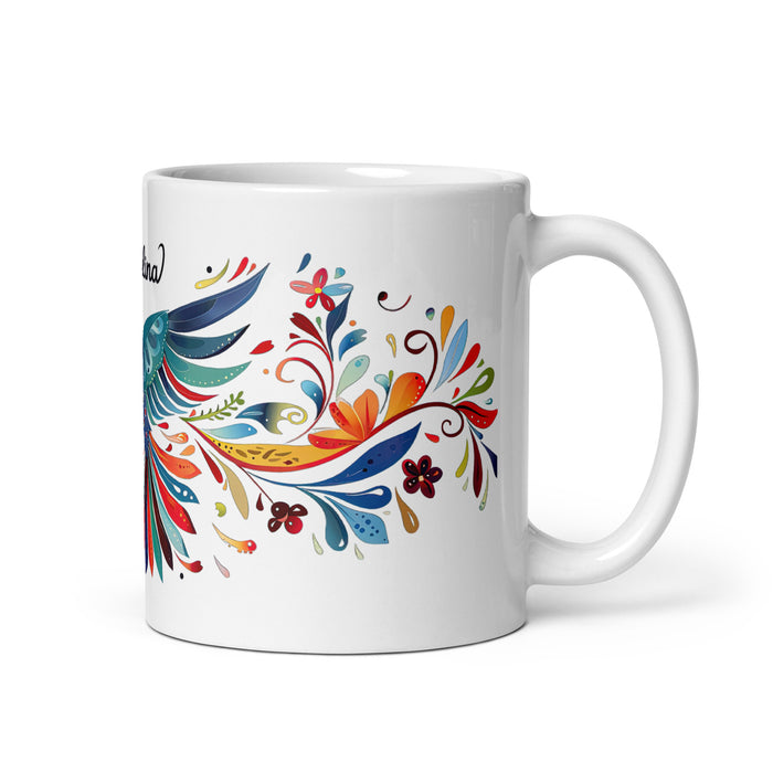 Tasse à café avec nom exclusif Angelina, tasse à café pour le travail à domicile, le bureau, la fierté mexicaine et espagnole, tasse cadeau, calligraphie unique, tasse blanche brillante | A1