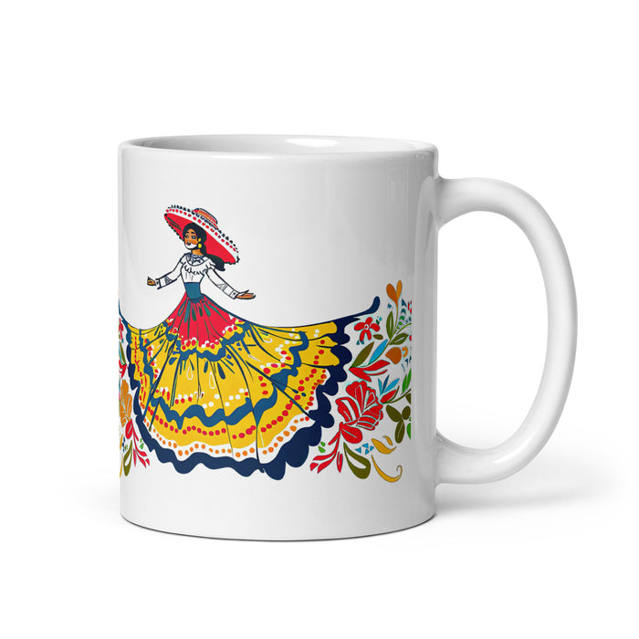 Taza de café exclusiva con nombre de Angelina, obra de arte para el hogar, la oficina, el trabajo, regalo de orgullo mexicano y español, taza blanca brillante con caligrafía única en su tipo | A4