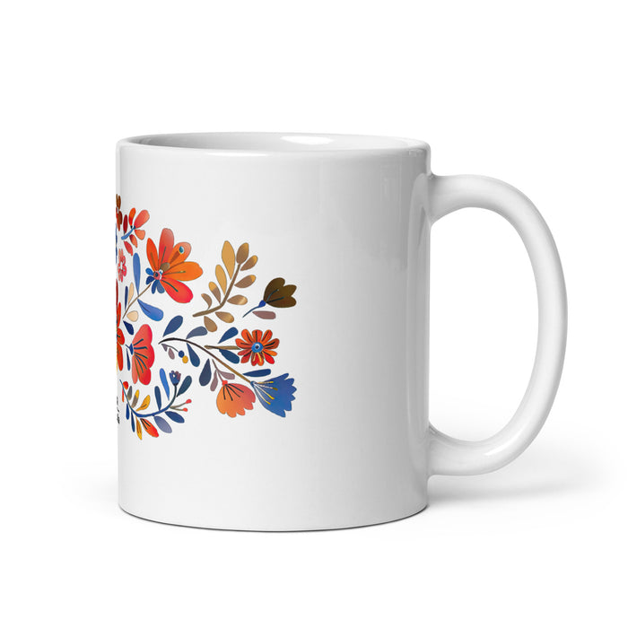 Tasse à café exclusive Ana Victoria avec nom, pour la maison, le bureau, le travail, la fierté mexicaine et espagnole, cadeau unique en son genre, calligraphie, blanc brillant | A4