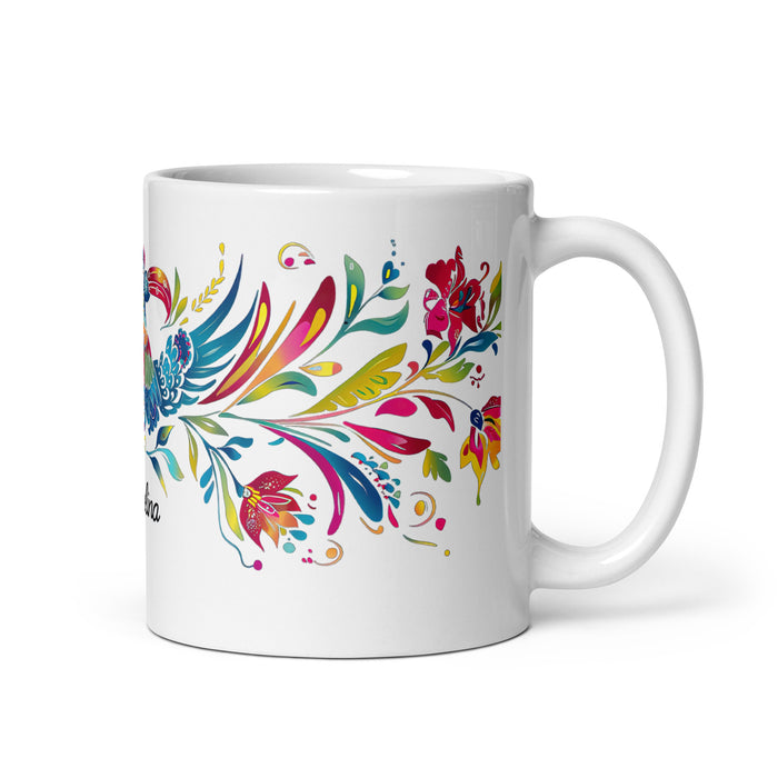 Tasse à café avec nom exclusif Angelina, tasse à café pour le travail à domicile, la fierté mexicaine et espagnole, tasse à calligraphie unique, blanche et brillante | A12