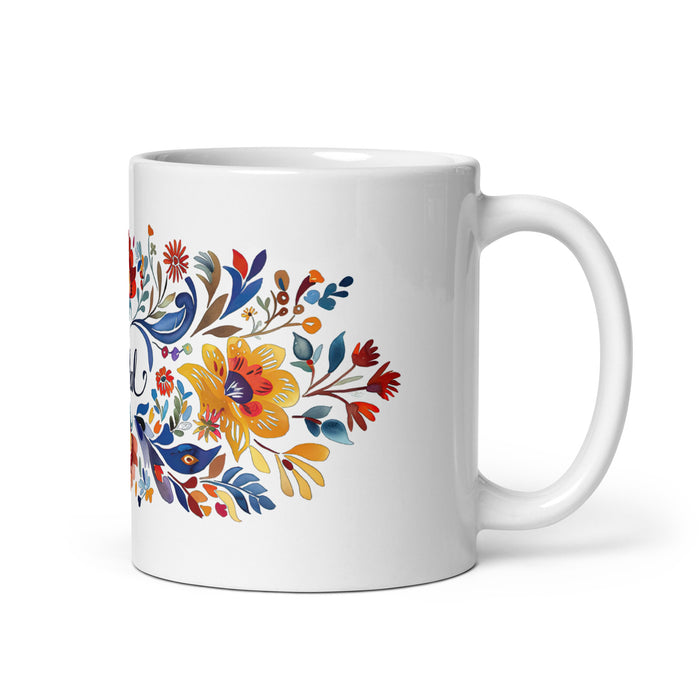 Tasse à café exclusive avec nom Aníbal, tasse à café pour le travail à domicile, la fierté espagnole mexicaine, tasse cadeau, calligraphie unique, tasse blanche brillante | A11