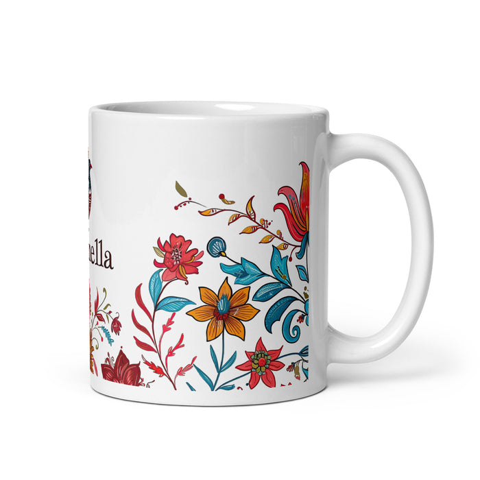 Taza de café exclusiva con nombre de Antonella, para el hogar, la oficina, el trabajo, regalo de orgullo mexicano y español, taza blanca brillante con caligrafía única en su tipo, tamaño A8