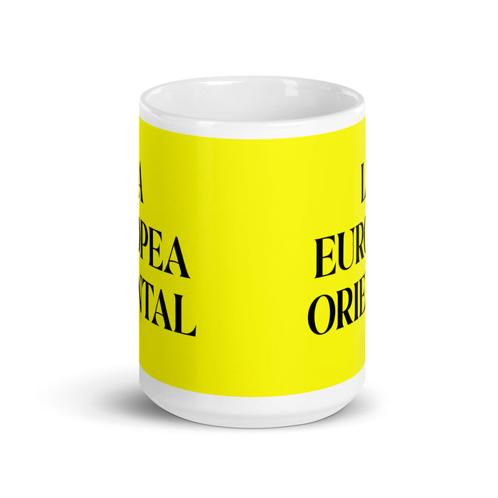 La Europea Oriental The Eastern European Funny Home Office Work Coffee Mug Mexican Spanish Pride Gift White Glossy Cup Yellow Card Mug