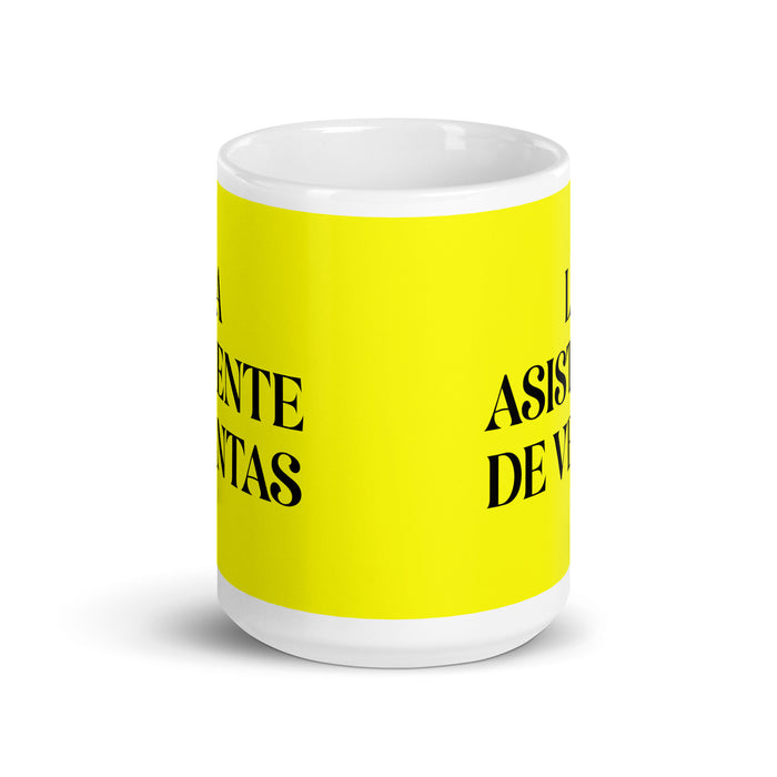 La Asistente De Ventas The Sales Assistant Funny Home Office Work Coffee Mug Mexican Spanish Pride Gift White Glossy Cup Yellow Card Mug