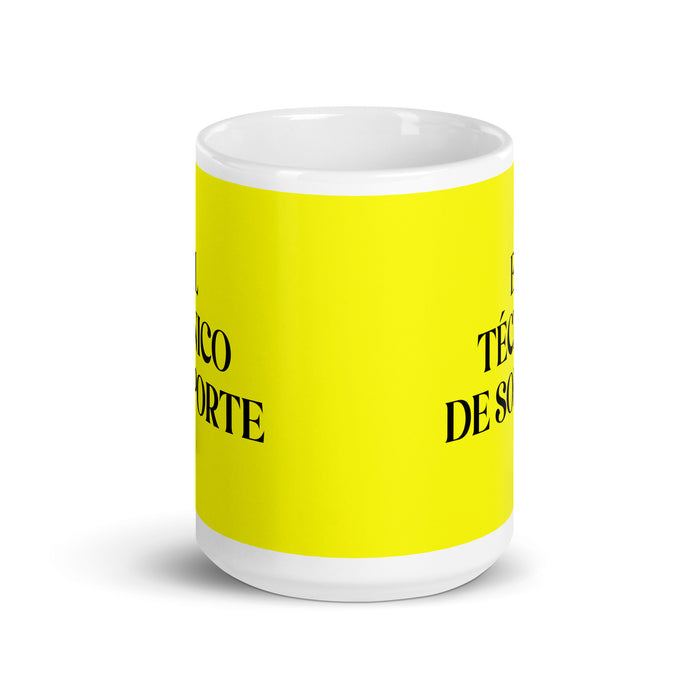 El Técnico De Soporte The Support Technician Funny Home Office Work Coffee Mug Mexican Spanish Pride Gift White Glossy Cup Yellow Card Mug