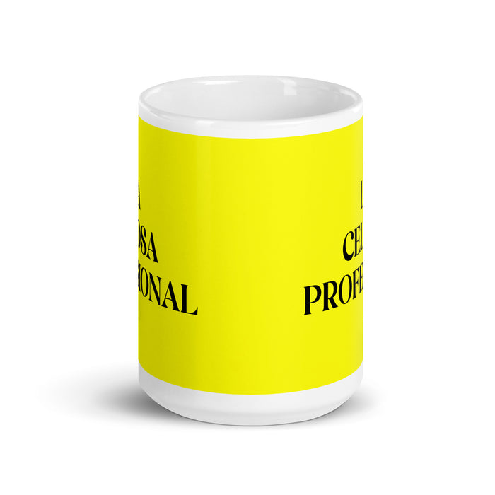 La Celosa Profesional The Professional Jealous One Funny Home Office Work Coffee Mug Mexican Spanish Pride Gift White Glossy Cup Yellow Card Mug