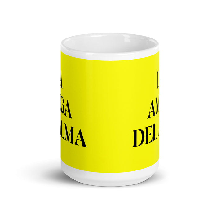 La Amiga Del Alma The Soulmate Friend Funny Home Office Work Coffee Mug Mexican Spanish Pride Gift White Glossy Cup Yellow Card Mug