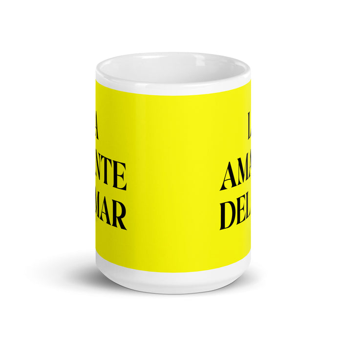 La Amante Del Mar The Sea Lover Funny Home Office Work Coffee Mug Mexican Spanish Pride Gift White Glossy Cup Yellow Card Mug