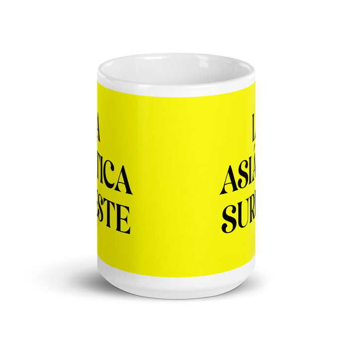 La Asiática Sureste The Southeast Asian Funny Home Office Work Coffee Mug Mexican Spanish Pride Gift White Glossy Cup Yellow Card Mug