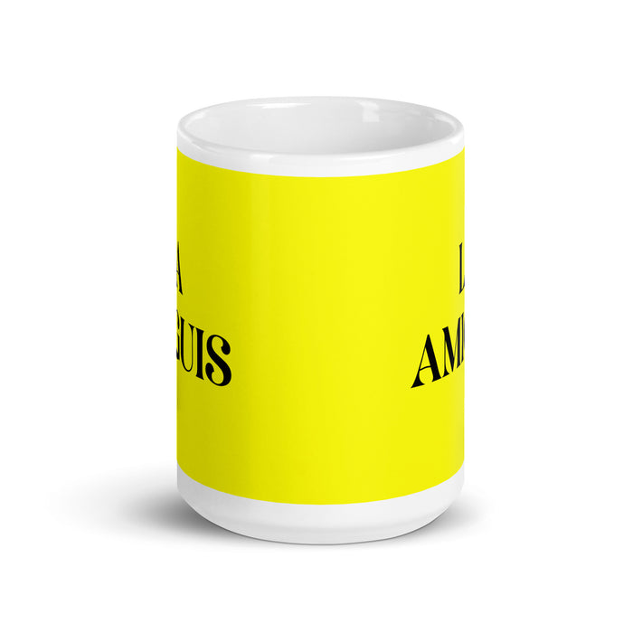 La Amiguis The Bestie Funny Home Office Work Coffee Mug Mexican Spanish Pride Gift White Glossy Cup Yellow Card Mug