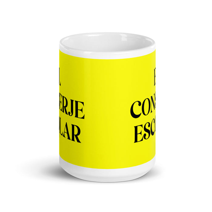 El Conserje Escolar The School Janitor Funny Home Office Work Coffee Mug Mexican Spanish Pride Gift White Glossy Cup Yellow Card Mug