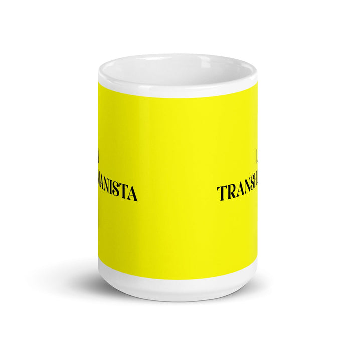 La Transhumanista La Transhumanista Divertida Taza de Café para el Trabajo en la Oficina en Casa Regalo de Orgullo Español Mexicano Taza Blanca Brillante Taza de Tarjeta Amarilla