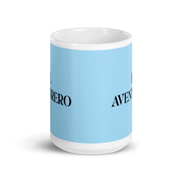 El Aventurero The Adventurer Funny Home Office Work Coffee Mug Mexican Spanish Pride Gift White Glossy Cup Sky Blue Card Mug