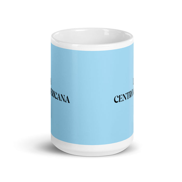 La Centroamericana The Central American Funny Home Office Work Coffee Mug Mexican Spanish Pride Gift White Glossy Cup Sky Blue Card Mug