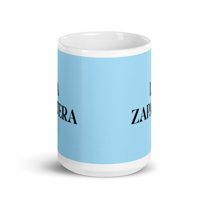 La Zapatera La Zapatera Divertida Taza de Café para el Trabajo en la Oficina en Casa Regalo de Orgullo Español Mexicano Taza Blanca Brillante Taza de Tarjeta Azul Cielo