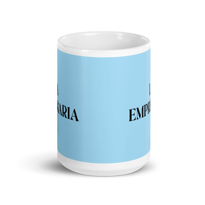 La Empresaria The Entrepreneur Funny Home Office Work Coffee Mug Mexican Spanish Pride Gift White Glossy Cup Sky Blue Card Mug