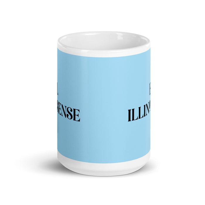 El Illinoisense The Illinoisan Funny Home Office Work Coffee Mug Mexican Spanish Pride Gift White Glossy Cup Sky Blue Card Mug