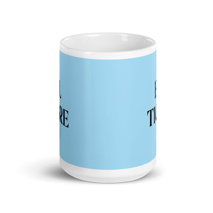 El Tigre The Tiger Funny Home Office Work Coffee Mug Mexican Spanish Pride Gift White Glossy Cup Sky Blue Card Mug