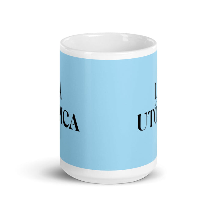 La Utopique La tasse à café drôle utopique pour le travail à domicile ou au bureau Cadeau de fierté mexicaine espagnole Tasse blanche brillante Carte bleu ciel