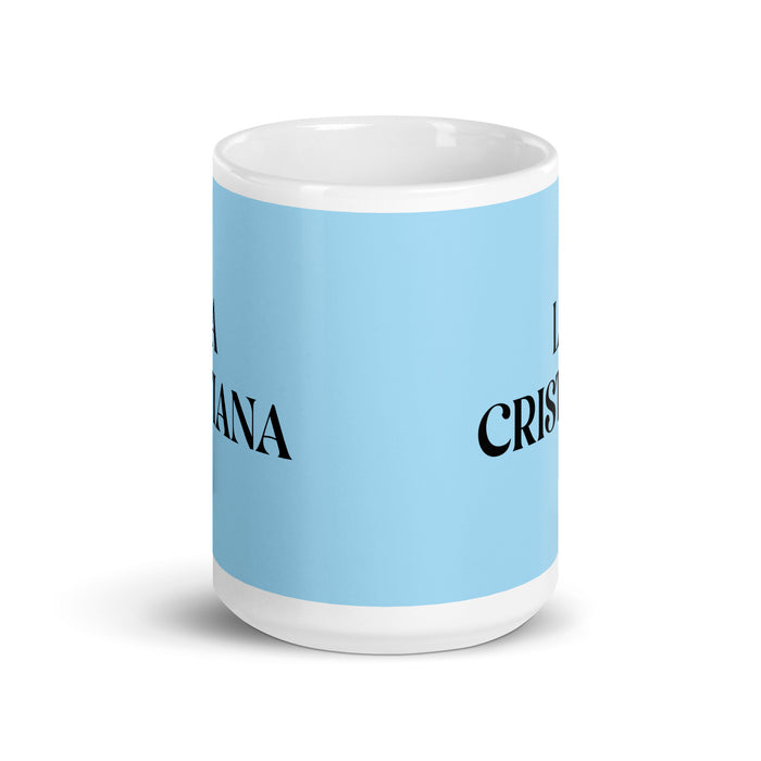 La Cristiana The Christian Funny Home Office Work Coffee Mug Mexican Spanish Pride Gift White Glossy Cup Sky Blue Card Mug