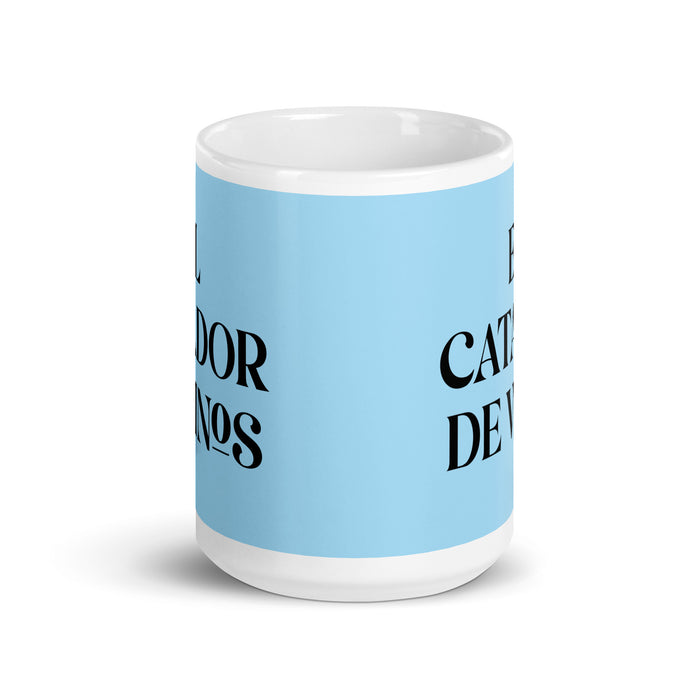 El Catador De Vinos The Wine Taster Funny Home Office Work Coffee Mug Mexican Spanish Pride Gift White Glossy Cup Sky Blue Card Mug