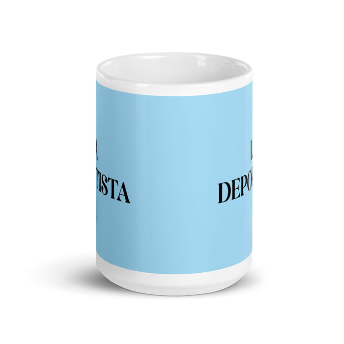 La Deportista The Athlete Funny Home Office Work Coffee Mug Mexican Spanish Pride Gift White Glossy Cup Sky Blue Card Mug