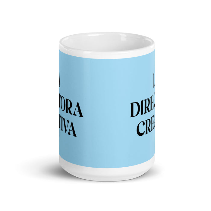 La Directora Creativa The Creative Director Funny Home Office Work Coffee Mug Mexican Spanish Pride Gift White Glossy Cup Sky Blue Card Mug